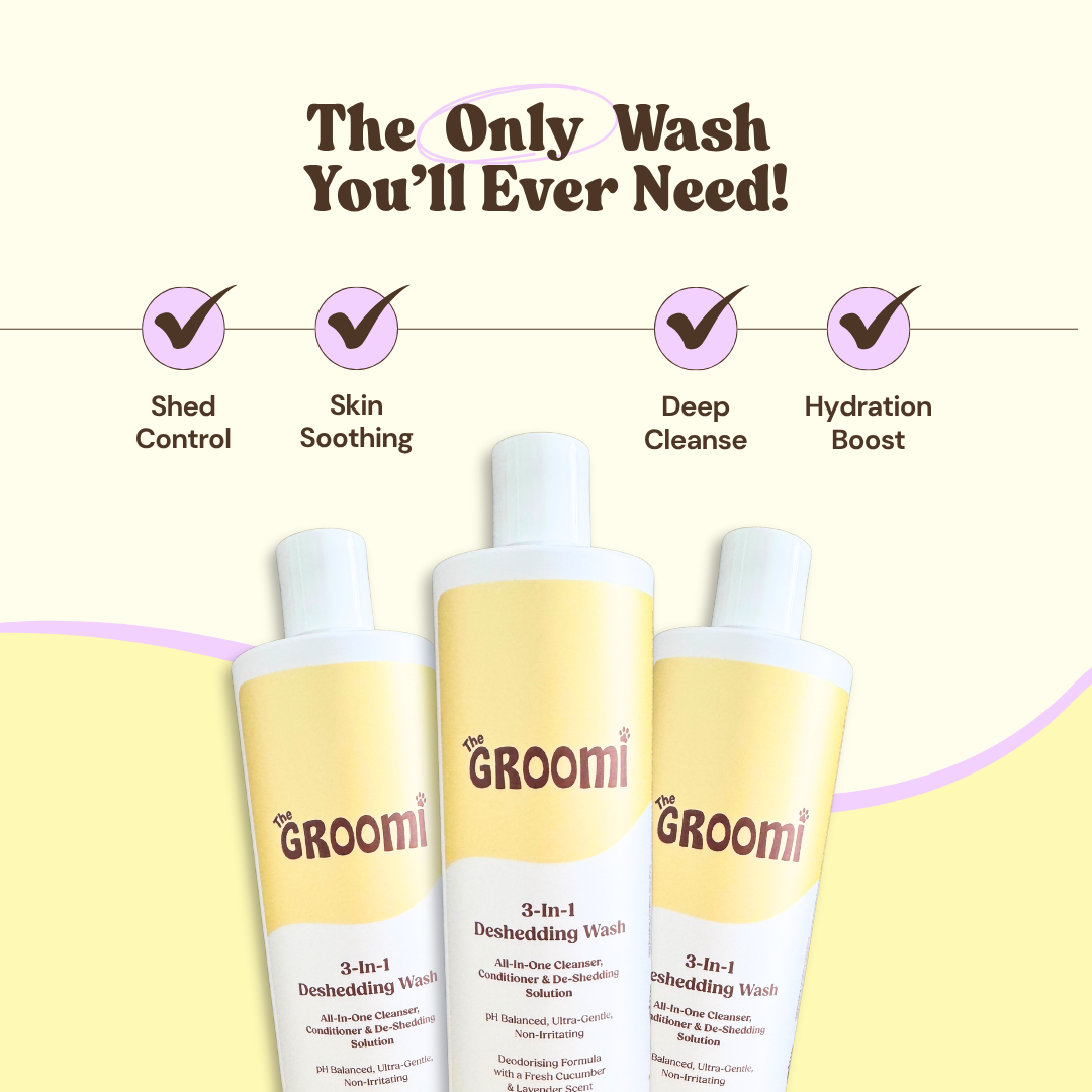 This triple-action deshedding wash cleans, conditions, and reduces shedding in one easy step. Ultra-gentle, non-irritating, pH balanced formula, strengthens, soothes, and reduces shedding at the source.