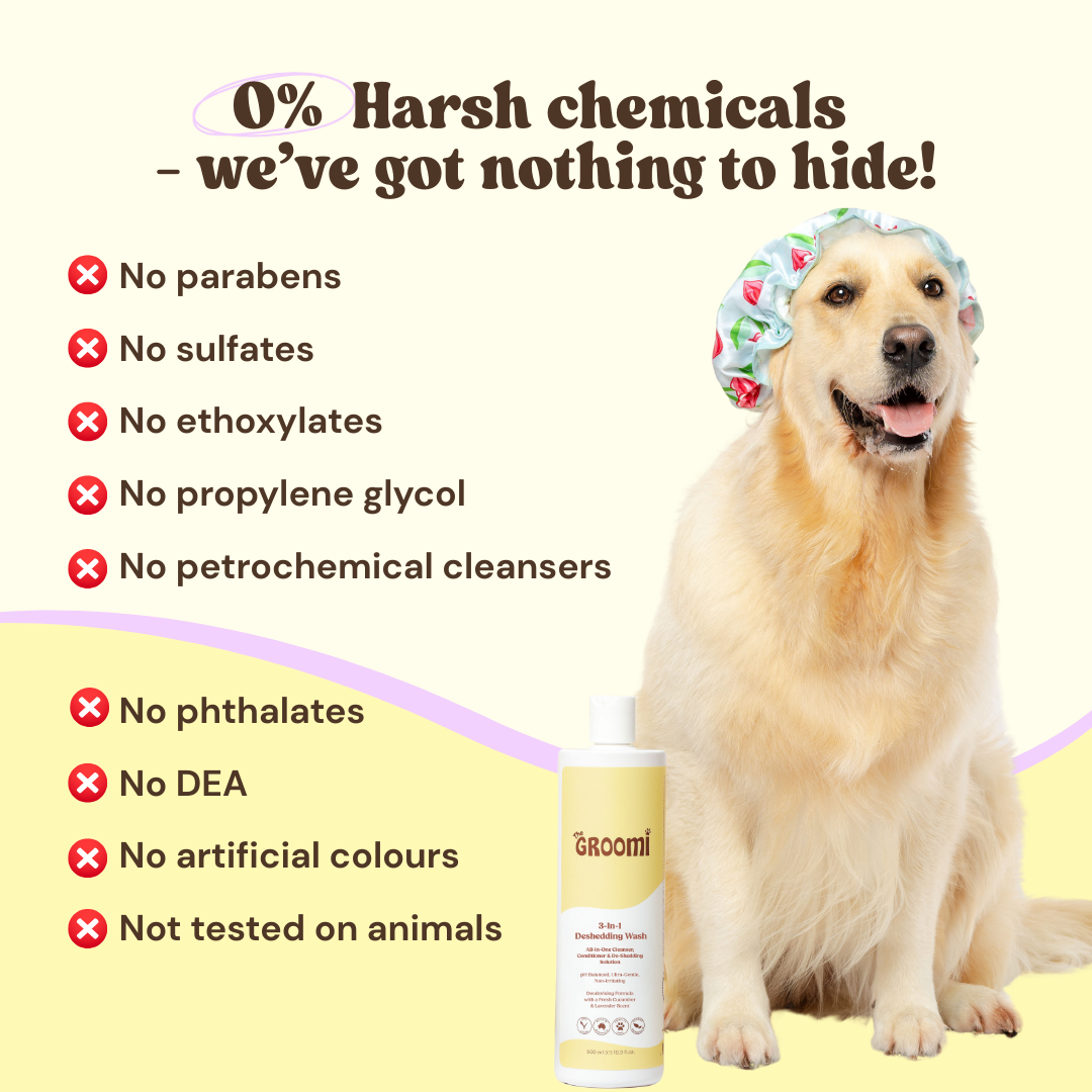 This triple-action deshedding wash cleans, conditions, and reduces shedding in one easy step. Ultra-gentle, non-irritating, pH balanced formula, strengthens, soothes, and reduces shedding at the source.