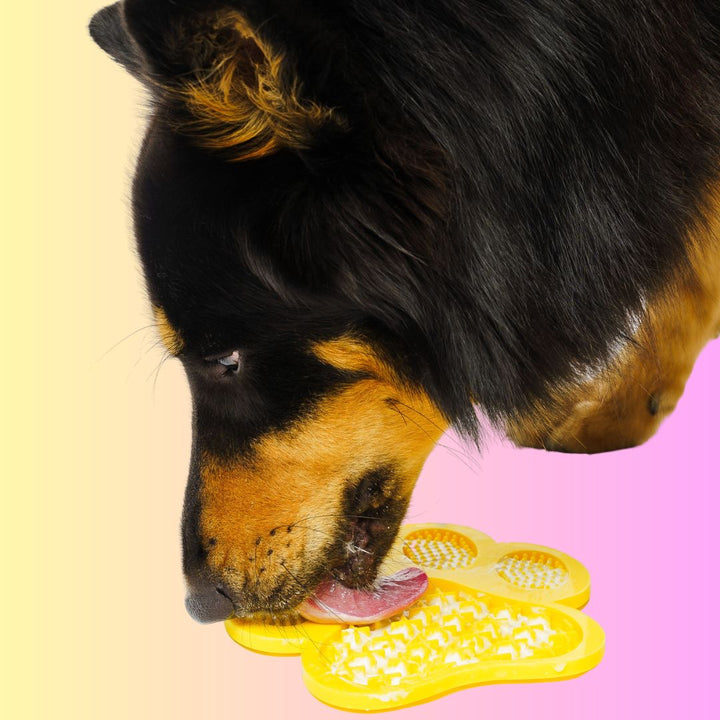 THE GROOMI: Lick Mat — dog licking mat, bath-time distraction, anxiety relief, slow feeder, reduces boredom and stress, grooming aid, suction cups, BPA-free silicone, dishwasher and freezer safe, spread peanut butter or yogurt, promotes calm and better dental health.