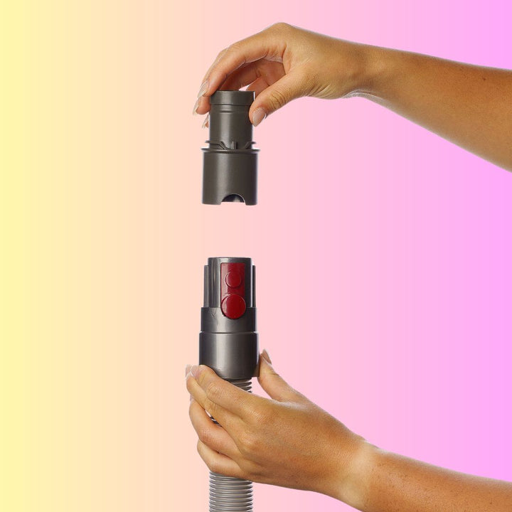 THE GROOMI: Dyson V6 Adapter — vacuum adapter for GROOMI 3-in-1 Pet Brush, fits Dyson V6 (DC59/DC62), converts oval to round 32–45mm, secure connection, easy install, durable, ensures compatibility, mess-free dog grooming and de-shedding.