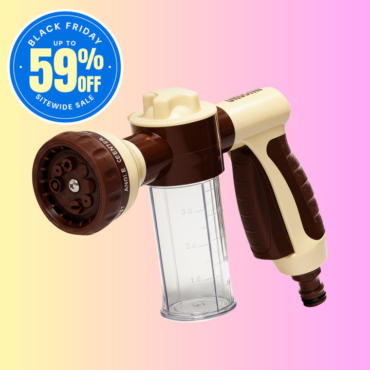THE GROOMI: Hydro Hound — dog wash hose sprayer with foaming soap bottle, attaches to garden tap, adjustable spray, fast deep clean, removes mud and loose fur, mess-free bath, all breeds, at-home grooming, durable leak-proof fittings, saves time and water.