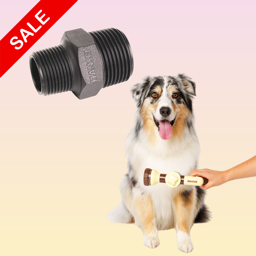THE GROOMI: Hydro Hound Shower Adapter — indoor shower connector for Hydro Hound hose, quick-connect, 1/2 inch standard thread, universal fit, leak-proof, easy install, converts bathroom shower to dog wash, fast mess-free bathing, at-home grooming accessory.