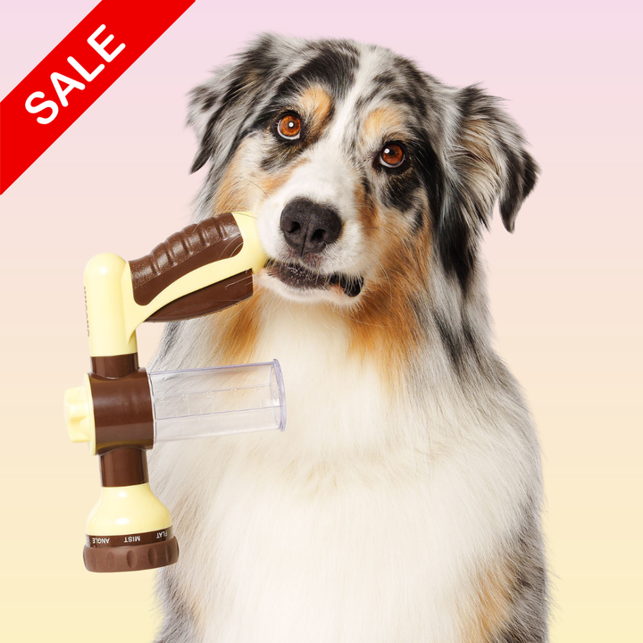 THE GROOMI: Hydro Hound — dog wash hose sprayer with foaming soap bottle, attaches to garden tap, adjustable spray, fast deep clean, removes mud and loose fur, mess-free bath, all breeds, at-home grooming, durable leak-proof fittings, saves time and water.
