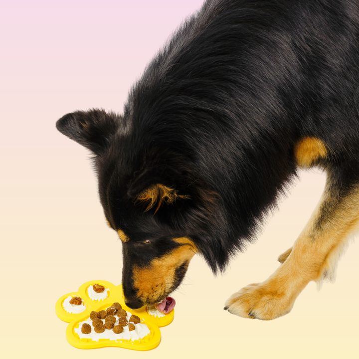 THE GROOMI: Lick Mat — dog licking mat, bath-time distraction, anxiety relief, slow feeder, reduces boredom and stress, grooming aid, suction cups, BPA-free silicone, dishwasher and freezer safe, spread peanut butter or yogurt, promotes calm and better dental health.