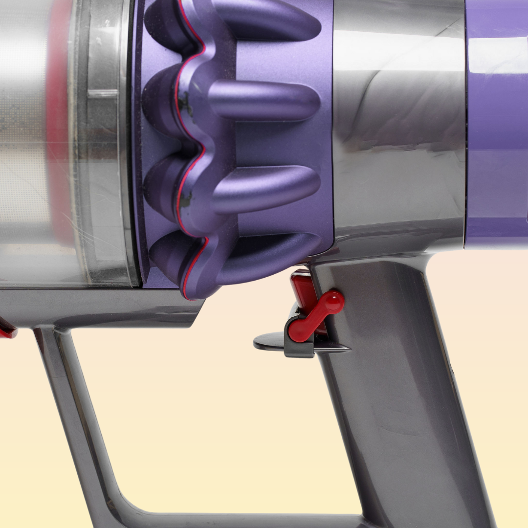 THE GROOMI: Trigger Lock for Dyson Vacuums — hands-free power trigger clip, compatible with Dyson V7 V8 V10 V11 V12 V15, holds trigger on for continuous suction, easy install, durable ABS, reduces hand fatigue, ideal for grooming with GROOMI 3-in-1 brush.