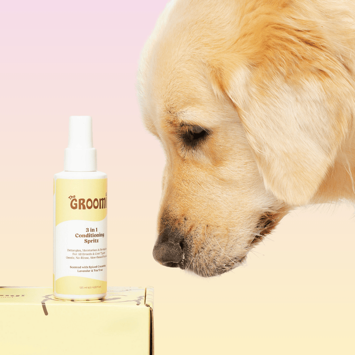 3-in-1 Dog Conditioning Spritz: Detangles, moisturises, and freshens coats. Made with organic aloe, vegan, cruelty-free. Keeps your pet smelling fresh with a glossy coat. Perfect for all dog breeds.