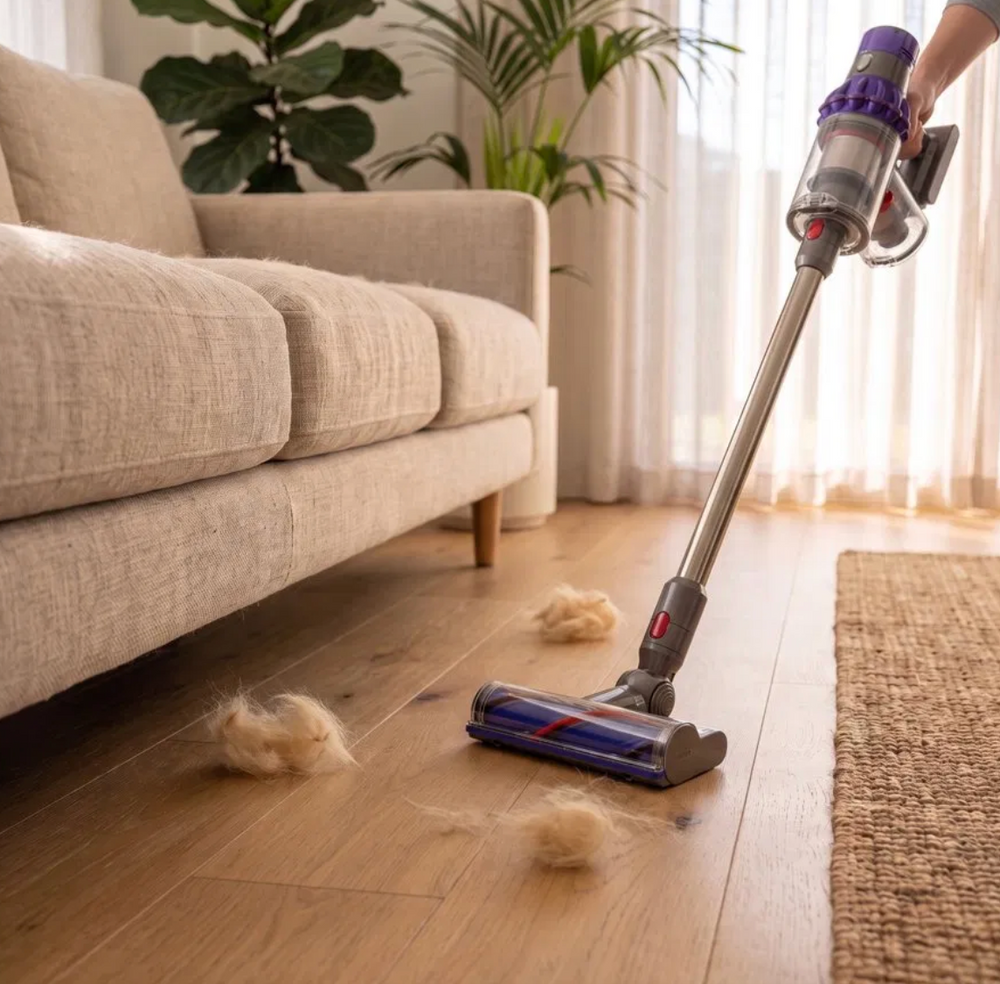 Vacuuming twice every day.